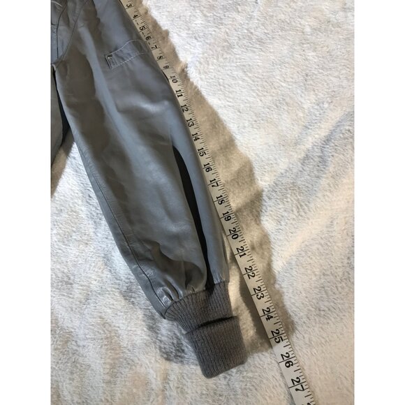 Etienne Aigner Women's Vintage Gray Leather Bomber Jacket - Picture 8 of 9